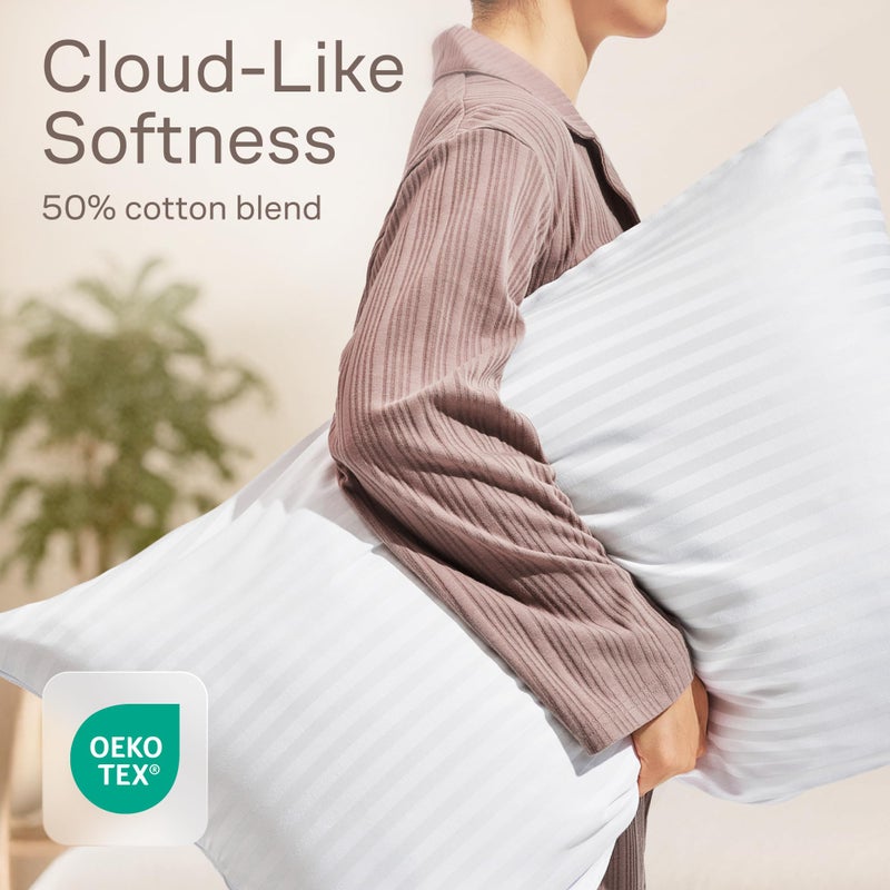 Niagara Sleep Solution حماة وسائد فائقة النعومة بسحاب مقاس قياسي - مجموعة من 4 أغطية وسائد قابلة للتنفس - حماية 100% ضد البقع والغبار والأوساخ - قابلة للغسل في الغسالة (أبيض داكن) - Image 4